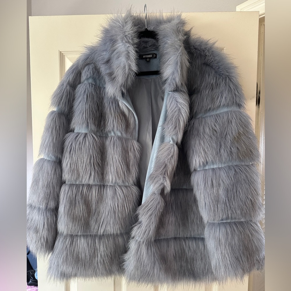 Misguided Blue Fur Jacket - image 1